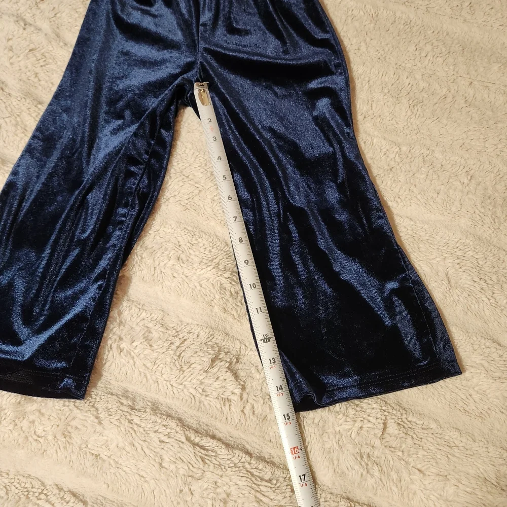 Old Navy Little Girls Sz XS/5 Romper Jumpsuit Navy Blue Velvet Velour Wide Leg